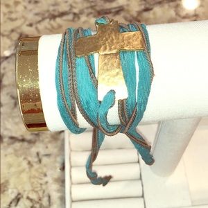 Gold cross wrap bracelet